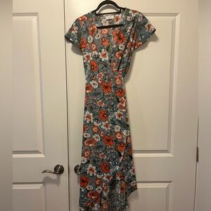 Floral High-Low Wrap Dress